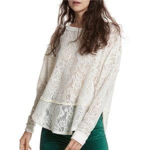 Free People Ivory Not Cold In This Lace Top